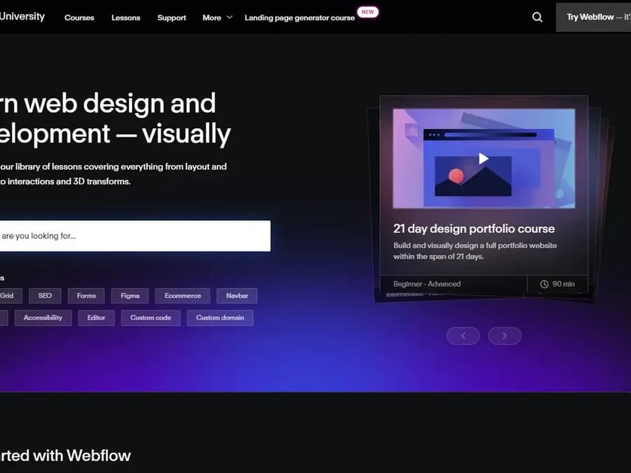 Webflow University : Apprendre à utiliser Webflow en ligne