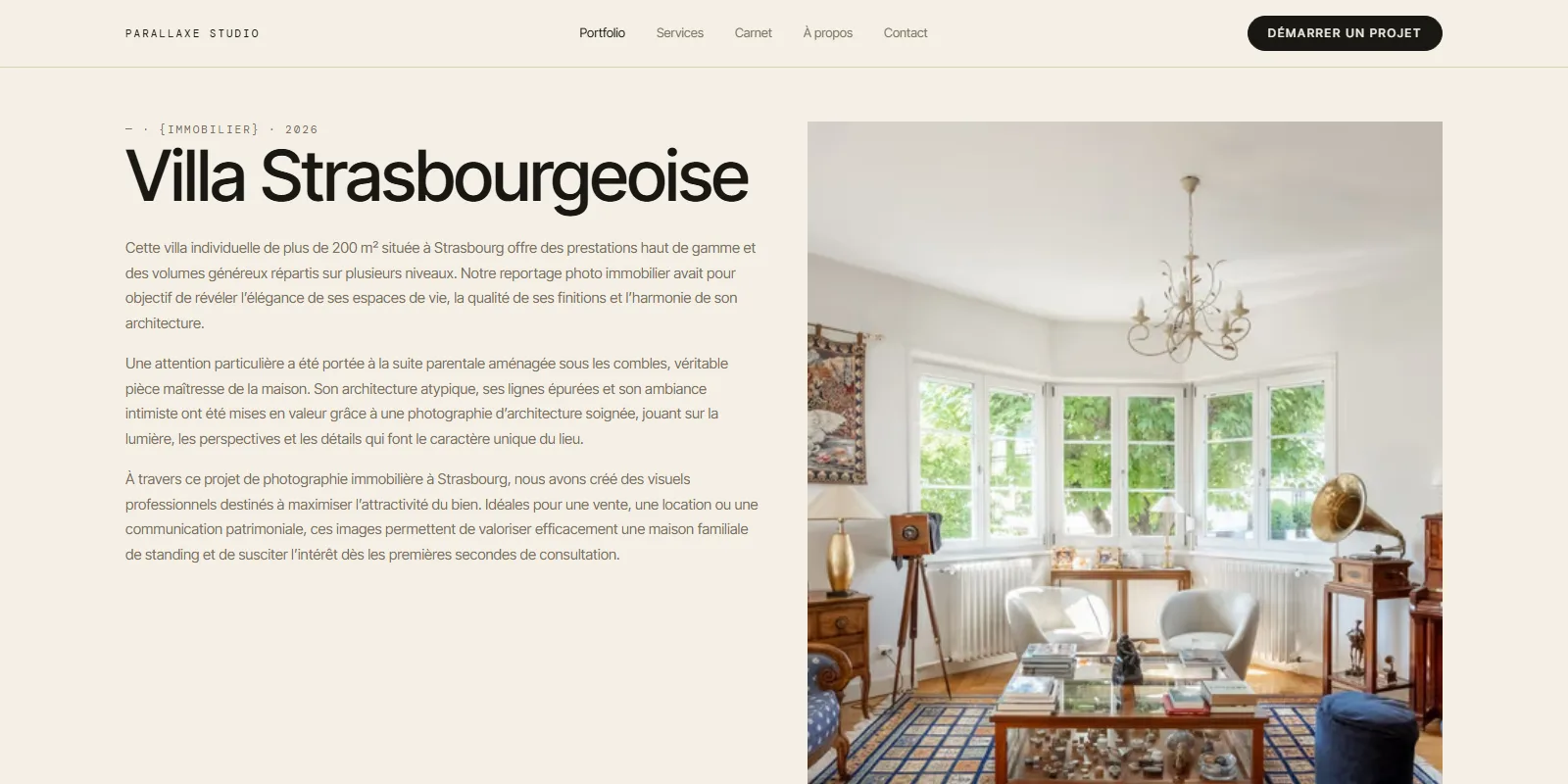 “Villa Strasbourgeoise” page from Parallaxe Studio’s portfolio